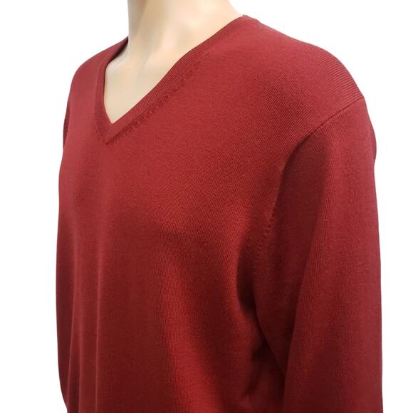 Brooks Brothers Merino Wool Blend V-Neck Sweater Men M Red Knit Unisex Vintage - Picture 6 of 12